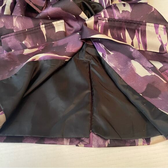 Vera Wang Purple Watercolor Print Event Glam Feminine Long Jacket NWOT Size M - Picture 8 of 12